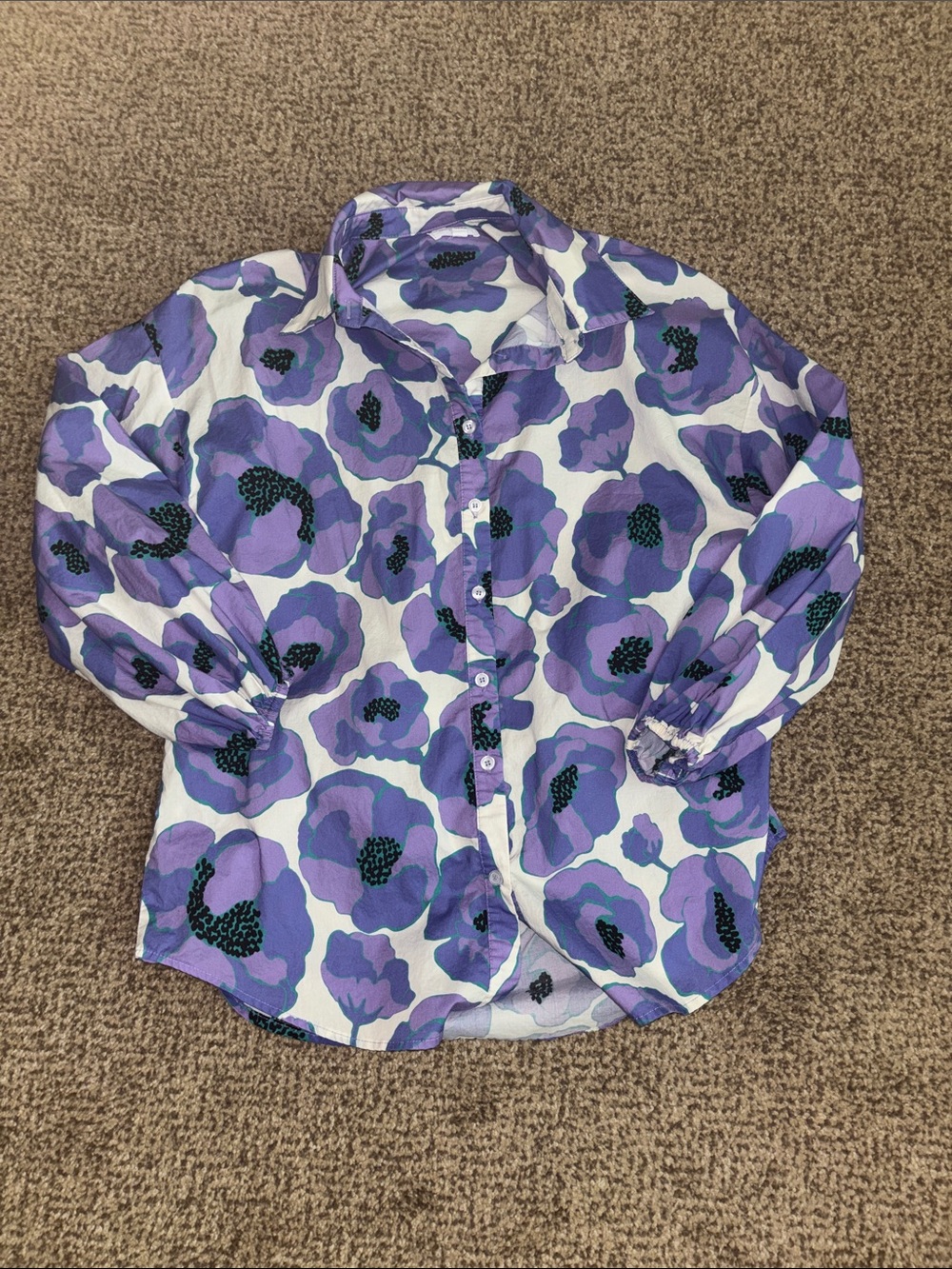 Anniewear Purple Floral Button-Front Top S